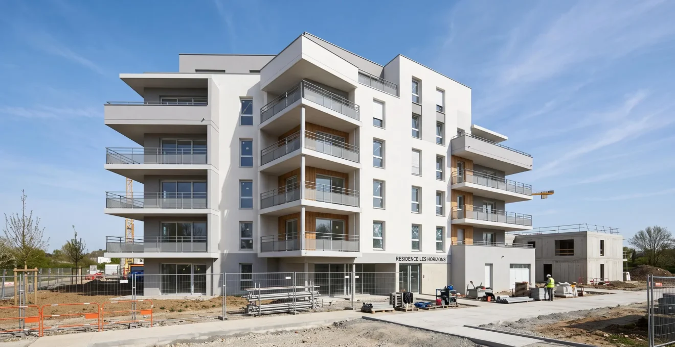 Immeuble résidentiel neuf en phase finale de construction en France